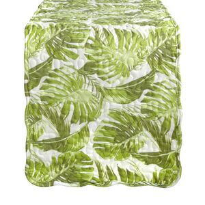 Palm Leaf Table Runner 13x72" Pineapple Reversible Quilted Beach Summer House